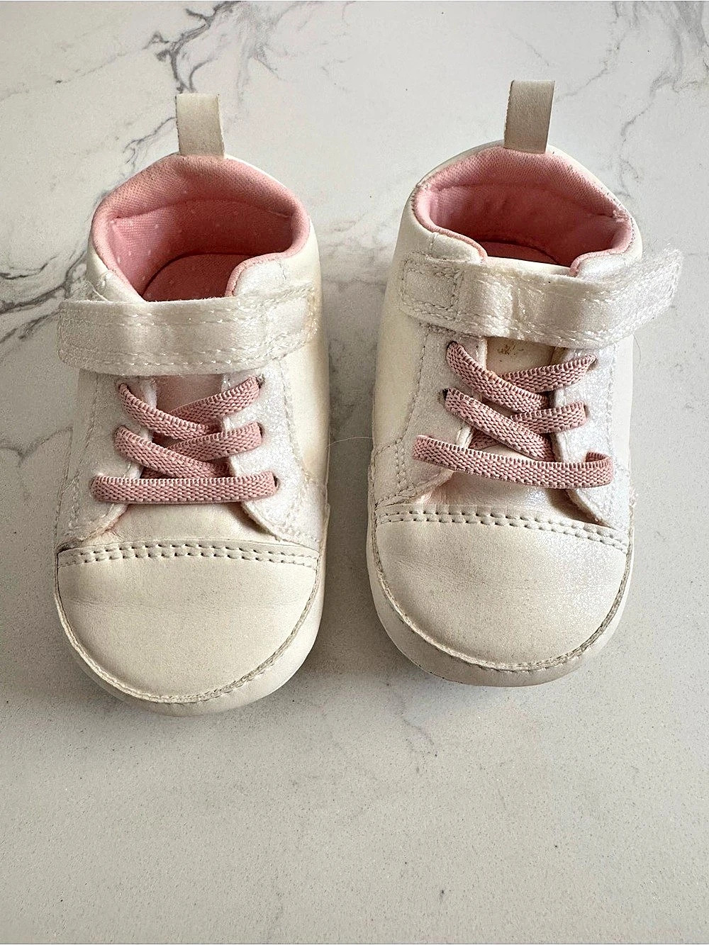 Carter's Baby Sneakers Pink & White w/glitter